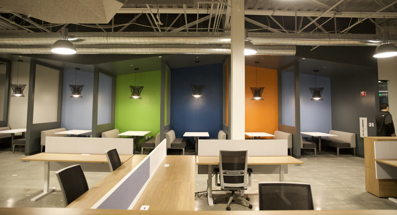 O espaço do Q Bay Center usado pela equipe da Nuvelle no Vale do Silício